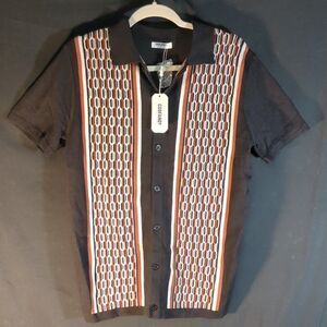 COOFANDY Men's Retro Knit Button-Up Shirt | Size Small | Vintage Style